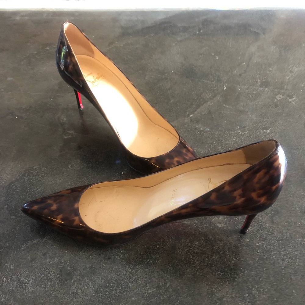 Christian Louboutin tortoise shell 2.5” heels size 38.5